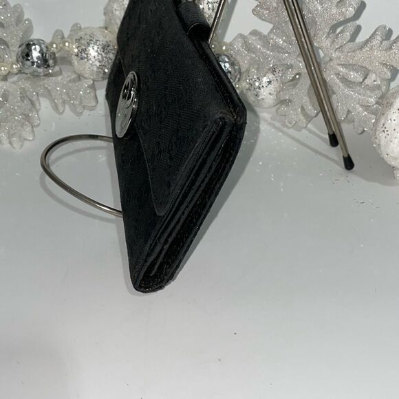 AUTHENTIC GUCCI GG LOGO CANVAS LEATHER TRIM LONG WALLET - Picture 6 of 15